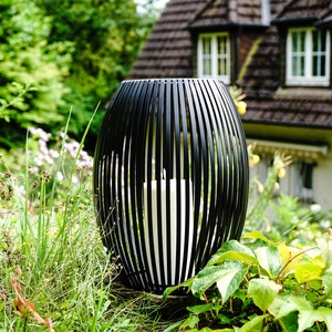 Windlicht Groß Bodenvase XXL Bodenwindlicht Laterne Outdoor Schwarz Metall Bild 9