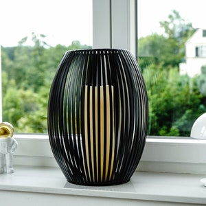 Windlicht Groß Bodenvase XXL Bodenwindlicht Laterne Outdoor Schwarz Metall Bild 1