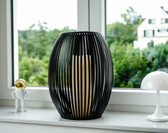 Windlicht Groß Bodenvase XXL Bodenwindlicht Laterne Outdoor Schwarz Metall