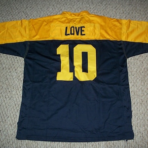 Jordan Love #10 Sewn Stitched Custom Jersey Throwback Blue/Gold Green Bay All Adult Sizes