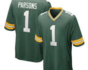 Camiseta personalizada cosida Micah Parsons #1 Green Bay Green. Todas las tallas para adultos. **PRESERVA**