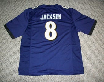 Camiseta personalizada de Lamar Jackson #8, cosida y cosida, color morado, Baltimore, en todas las tallas para adultos.