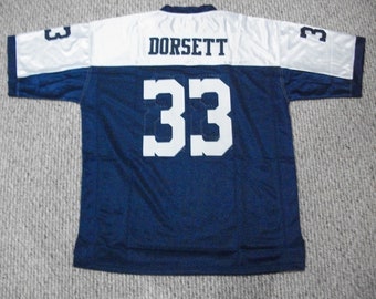 Tony Dorsett #33 Genaaid gestikt custom jersey Thanksgiving Blue Dallas Alle volwassen maten
