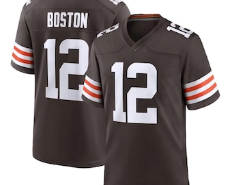 Denzel Boston #12 Sewn Stitched Custom Jersey Brown Cleveland All Adult Sizes *PREORDER*