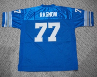 Maglia personalizzata cucita Frank Ragnow #77 Detroit Throwback Blue, tutte le taglie per adulti