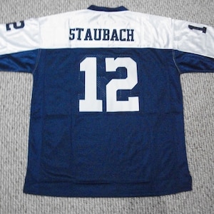 Roger Staubach #12 Sewn Stitched Custom Jersey Thanksgiving Blue Dallas All Adult Sizes