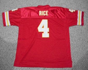 Camiseta personalizada cosida Rashee Rice #4, estilo retro rojo de Kansas City, en todas las tallas para adultos