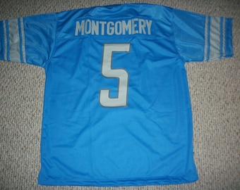 Maglia personalizzata David Montgomery #5 cucita Detroit Blue, tutte le taglie per adulti