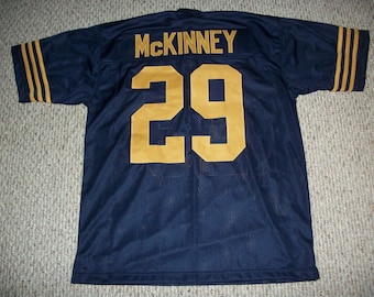 Xavier McKinney #29 Sewn Stitched Custom Green Bay Throwback Jersey 1920's Blue Sizes S-3XL
