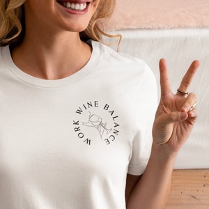 レディース Tシャツ、白 T シャツ、夏、レディースファッション、ギフトアイデア、モダン、ワークワインバランス、ユーモア T シャツ