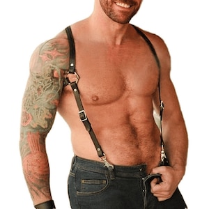 Black Leather Men&#39;s Shoulder Harness: Groomsmen Gift