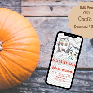 Halloween Party Einladung | Halloween Einladung zum Ausdrucken für Erwachsene | Vintage Halloween Einladung | Sofort Download | Save The Dates