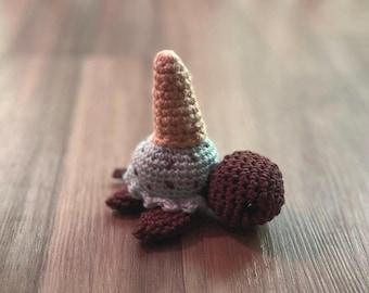Mini Crochet Mint Chocolate Chip Ice Cream Turtle