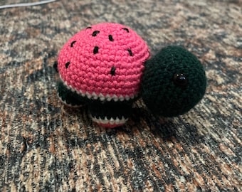 Wendy the Watermelon Crochet Turtle (Small)