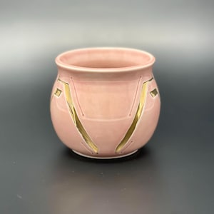 Pink and Gold Cyberware Cup | 11.5oz | Carved Pink Ceramic Cup