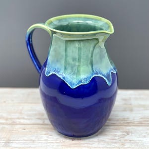 Blue and Green Ceramic Pitcher | Porcelain | Water Pitcher | 48 oz | Handmade Ceramic Jug