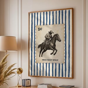 Digital Prints Striped Rodeo Print, Vintage Cowboy Wall Art, Rustic Western Decor, Downloadable Nursery Art&quot;