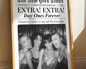 Customized Birthday Poster, Personalized Bestie Gift, Unique Wall Art for Friends, Custom Best Friend Print, Printed & shipped, Newspaper