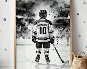Personalized Hockey Wall Art Print, Custom Jersey Print, Unique Gift for Boys Room, Hockey Decor for Kids