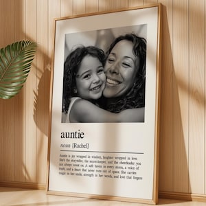 Custom Auntie Definition Wall Art, Personalized Gift for Aunt, Unique Home Decor, Meaningful Auntie Quote, Printed and Shipped,