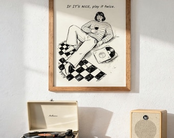 Retro Vinyl Record Print | "If It's Nice Play It Twice" Music Wall Art