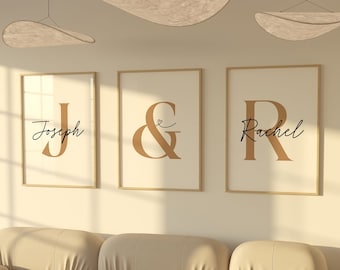 Set Of 3 home Prints, Couple Gift,Bedroom Wall Art,Bedroom Prints,Couple Names,Above Bed, Personalised Couple Prints