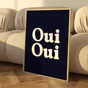 OUI OUI French Poster | Modern Parisian Typography Print | Chic Black & White Wall Art | Minimalist French Decor | Instant Download