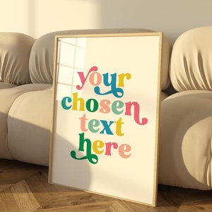 Impressão de tipografia colorida personalizada, arte de parede com citação personalizada, pôster de texto personalizado, decoração estética para casa, impressão de galeria de quarto
