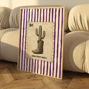 Digital Prints Striped Rodeo Print, Vintage Western Wall Art, Rustic Cowboy Decor, Downloadable Nursery Art, Cactus Boots Digital Download