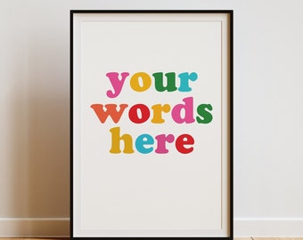Custom Colour Text Art | Custom Wall Print | Bespoke Typography Decor (Digital )