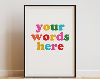 Personalised Colour Text Art | Custom Wall Print | Bespoke Typography Decor | Perfect for a Kitchen or Living room