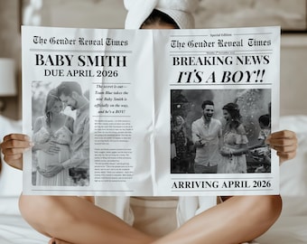 Custom Printed And Shipped Newspaper, Gender Reveal, Baby Announcement Large Newspaper Editable