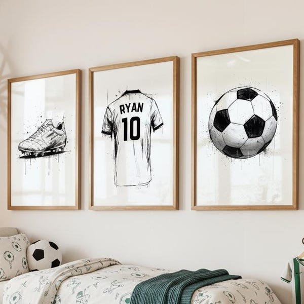 Blueprint Soccer Wall Art Prints, Custom Soccer Decor, Personalized Art for Boys Room, Unique Soccer Gifts, Soccer Poster for Kids' Room