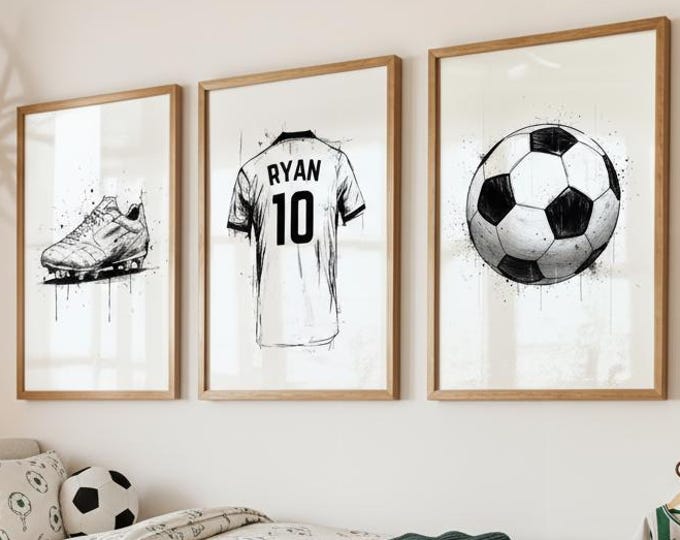 Blueprint Soccer Wall Art Prints, Custom Soccer Decor, Personalized Art for Boys Room, Unique Soccer Gifts, Soccer Poster for Kids' Room