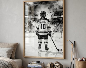 Custom Printed Hockey Jersey Print, Personalized Sports Wall Art