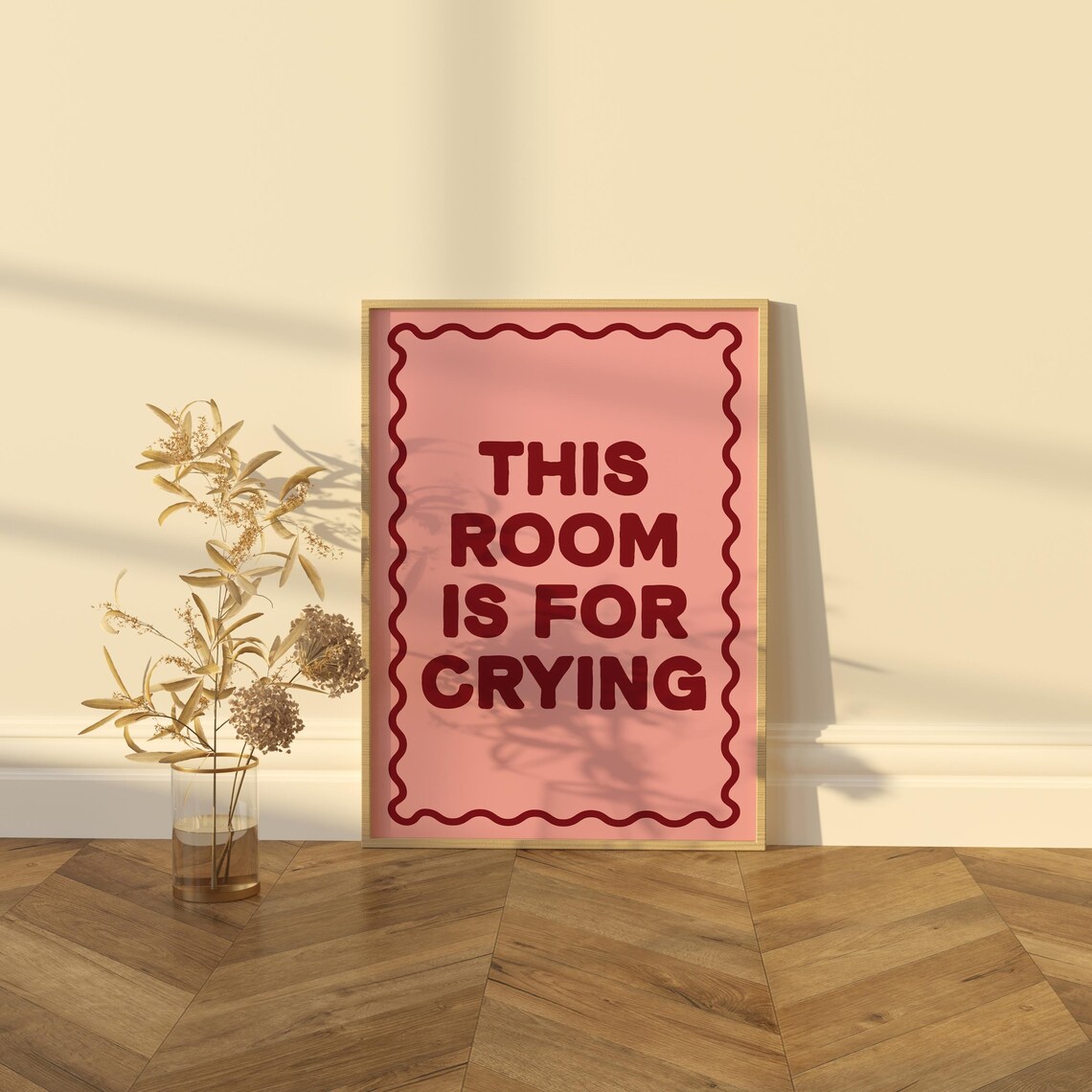 This Room is for Crying Poster | Quirky Emotional Wall Art | Fun Pink ...