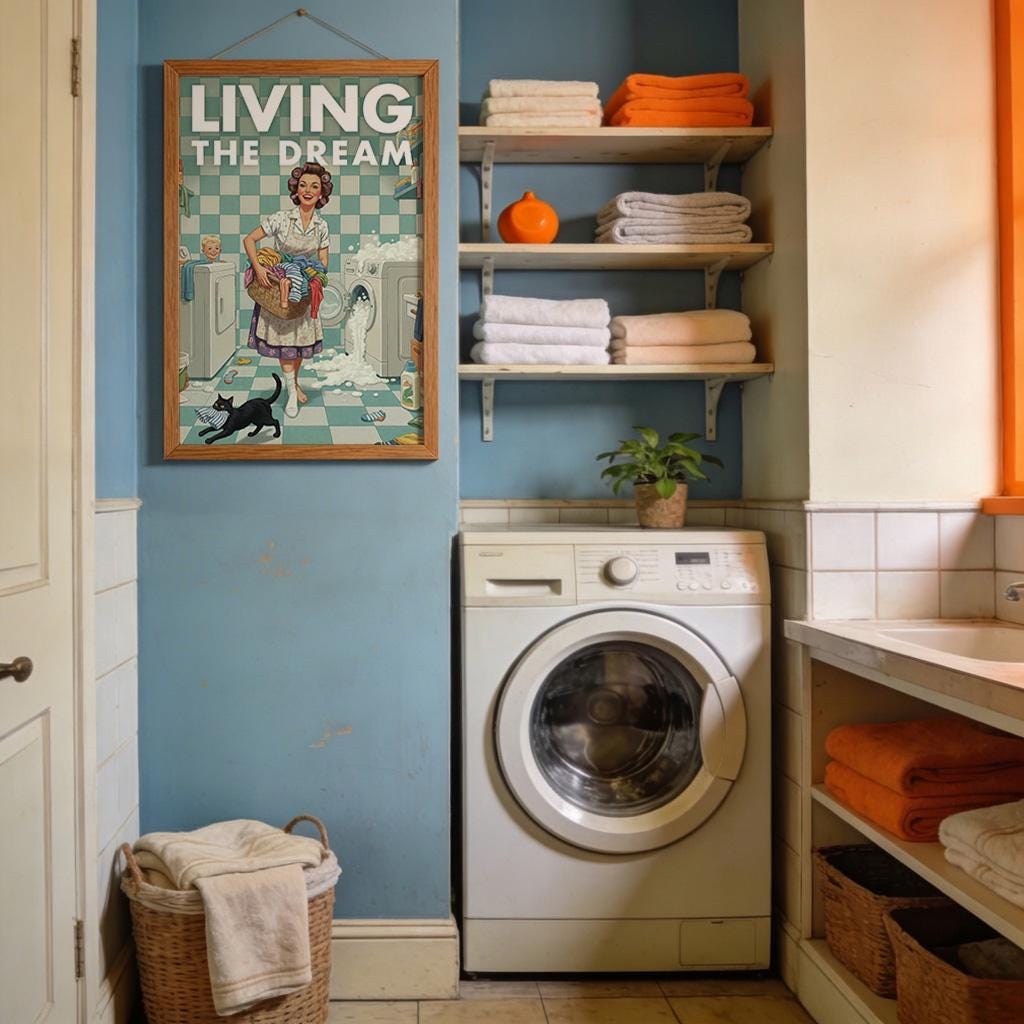 Retro Laundry Print, Funny 50s Poster, Vintage Laundry Art, Humorous ...