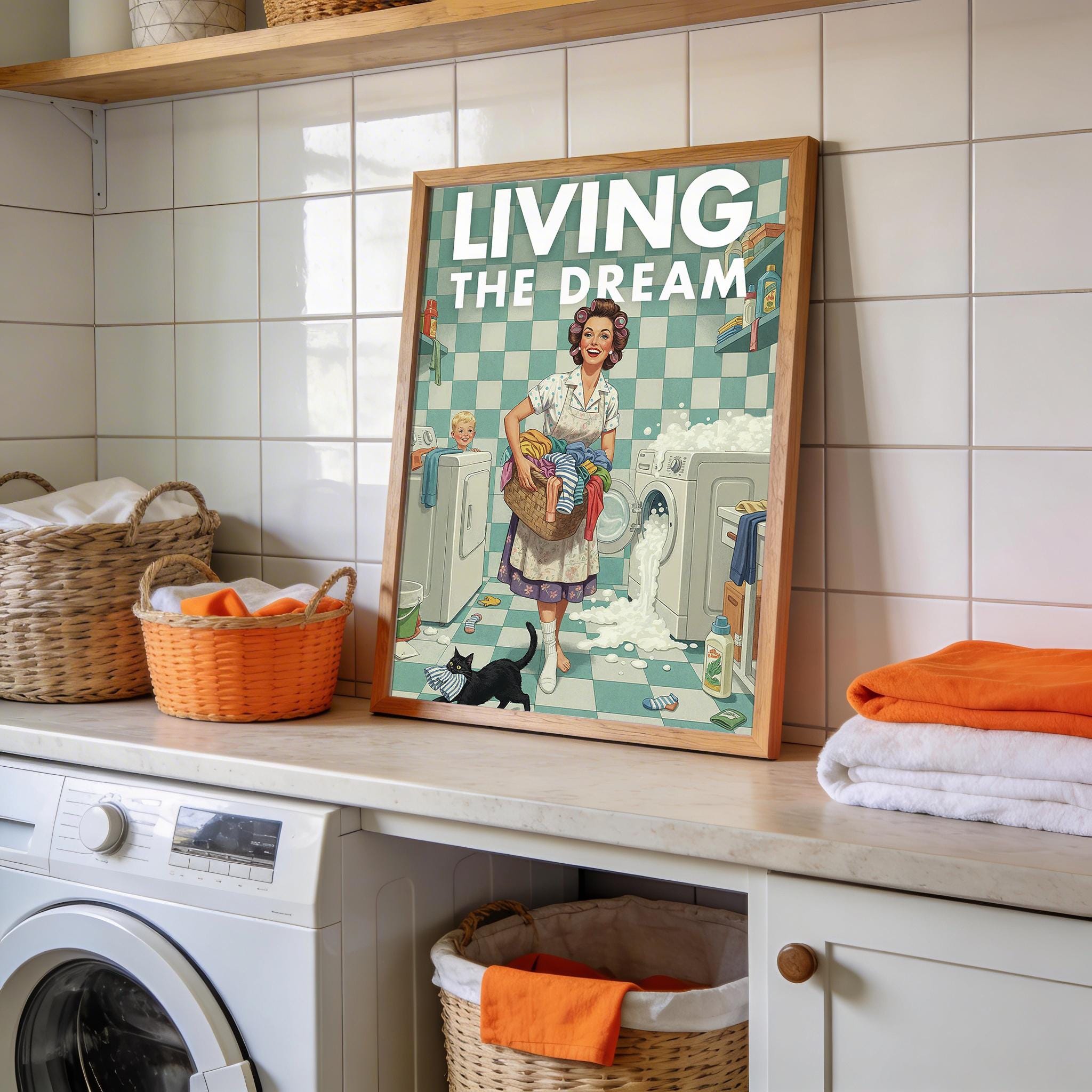 Retro Laundry Print, Funny 50s Poster, Vintage Laundry Art, Humorous ...