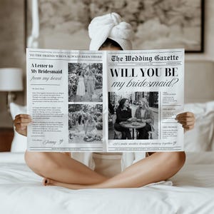 Personalisierte Zeitung zur Brautjungfernanfrage, Geschenk zur Frage „Willst du meine Brautjungfer sein?“, gedrucktes und versandfertiges Erinnerungsstück