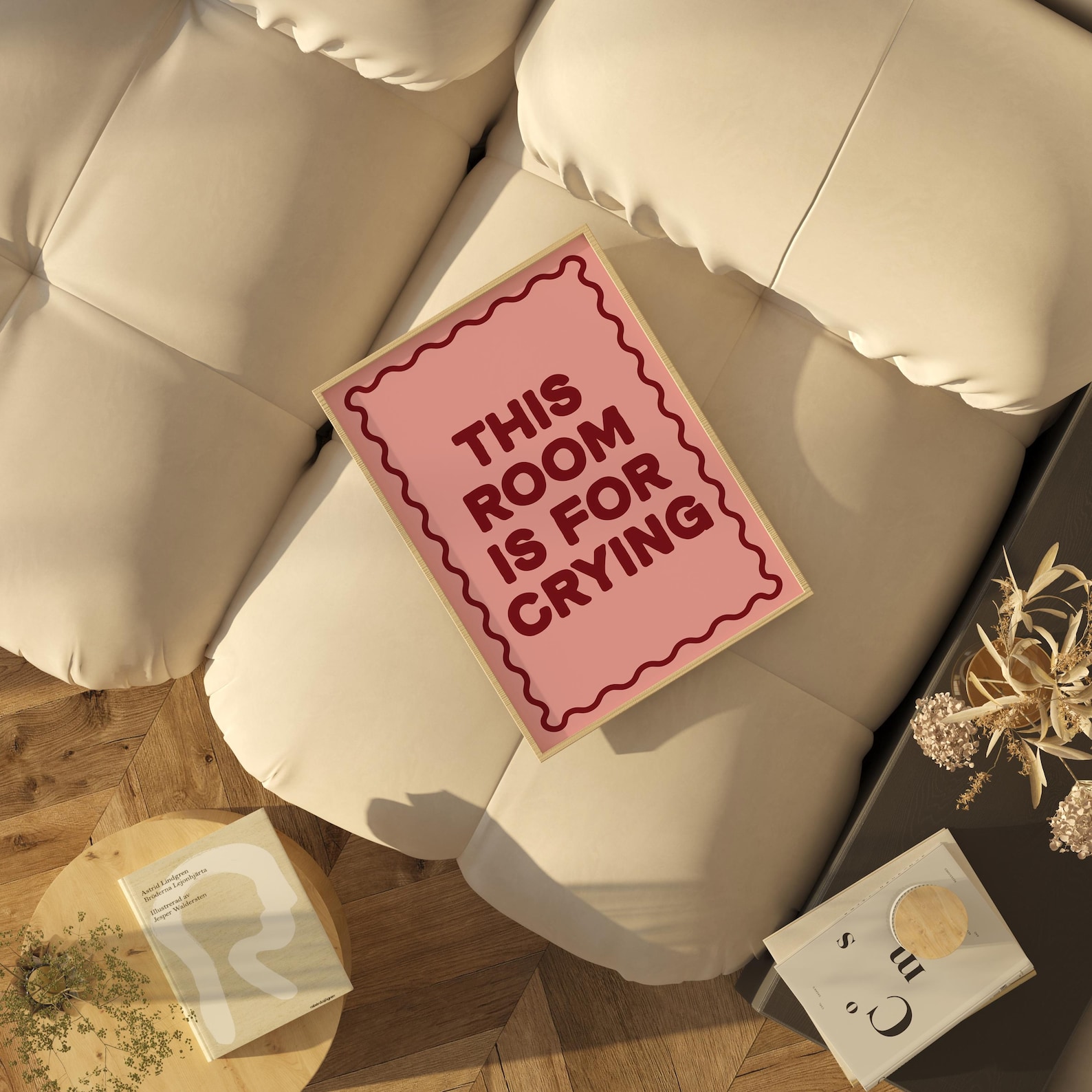 This Room is for Crying Poster | Quirky Emotional Wall Art | Fun Pink ...