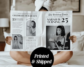 Custom Printed And Shipped Newspaper,  Birthday Invitations Newspaper, Baby Announcement Large Newspaper Editable