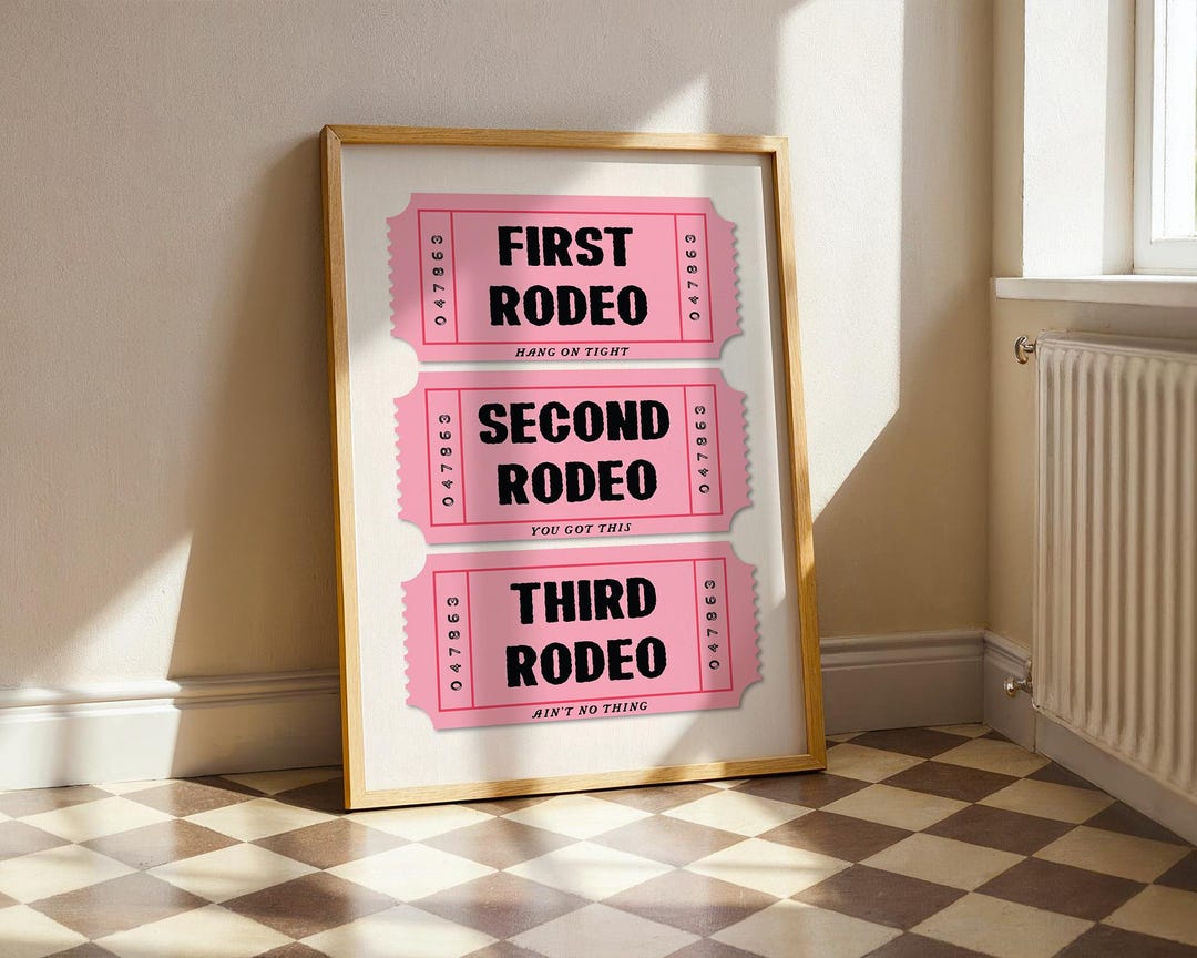 First Rodeo Ticket Art Print, Vintage Western Decor, Printed Cowboy ...