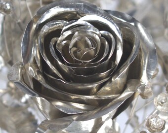 1 Dozen Sterling Silver Roses With Baby's Breath - Etsy