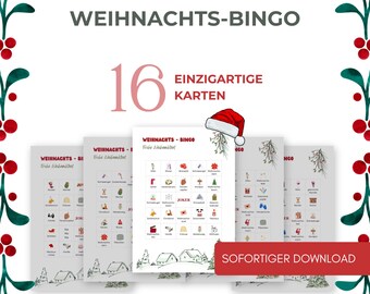 Christmas Bingo – Printable Game | Christmas, Bingo, Family Game, Group Game, Party Game, Christmas Game, Cards