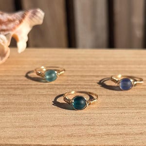 Gold sea glass ring, beach ring/ made in California/ jewelry gift/gold ring/ wire wrapped ring/ gift/ jewelry/ dainty/ Seaglass/ Gold