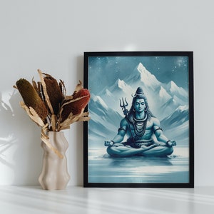 Lord Shiva in Himalayas | Digital Download | Meditation Theme | Monochrome art | Best for Wall Frames, Posters | Desktop Wallpapers | Blogs