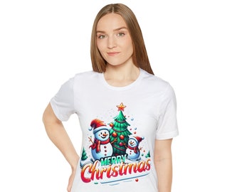 Damen-Kurzarm-T-Shirt Frohe Weihnachten, Weihnachtsgeschenk, Frauenweihnachten