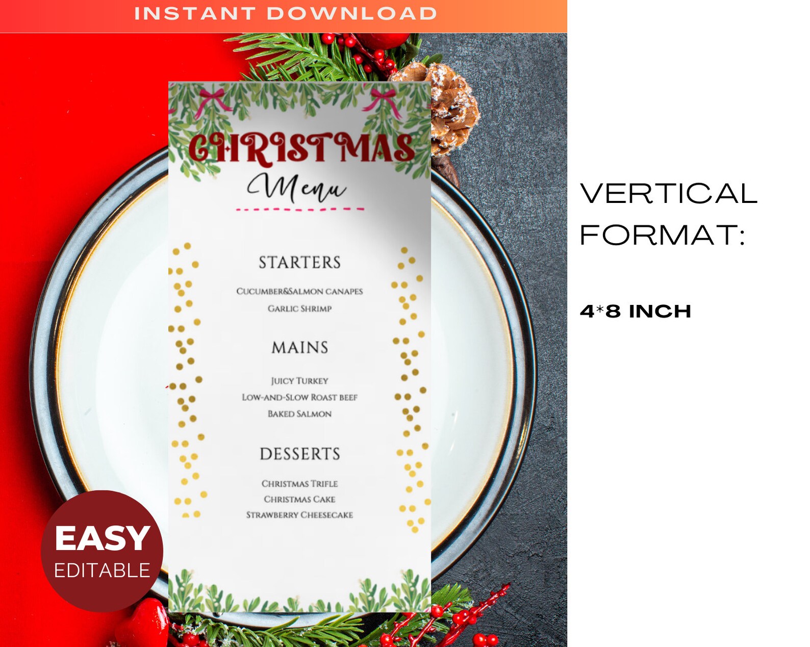Christmas Holiday Lunch&dinner Menu, Holiday Dinner Menu, Christmas