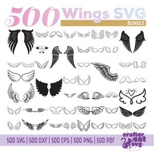 500 Flügel SVG Bundle - EngelsflügelSvg - Dxf, Eps, Png, Pdf - Engelsflügel Schnittdatei - Cricut - Silhouette - Engelsflügel Clipart - Flügel Vektor