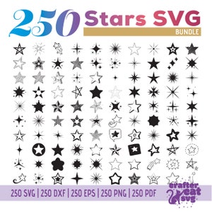250 sterren Svg bundel - sterrenbundel - sterren Svg - sterren Dxf - sterren PNG - silhouetbestand - Galaxy Star Svg